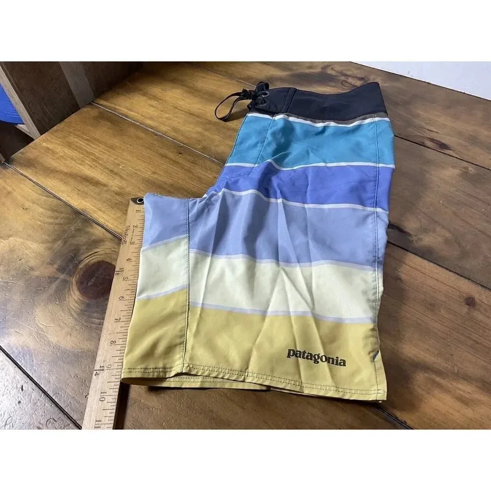 Patagonia Stretch Planing Board Swim Shorts Giant Stripe Mako Blue Men’s 28
